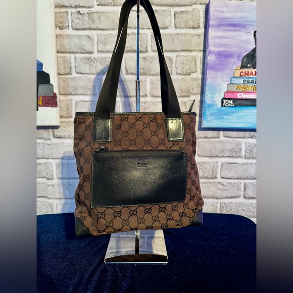 Authentic Gucci GG Monogram Brown Canvas Tote Bag - Picture 1 of 10